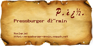 Pressburger Ármin névjegykártya